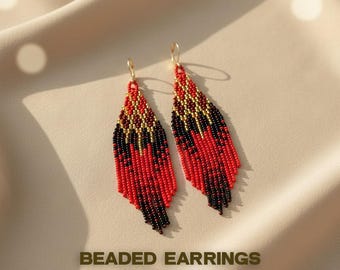 Beaded Fringe Earrings Pattern: Boho Seed Bead Tutorial (PDF Download)