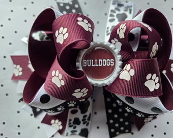 Bulldogs Football Hair Bow