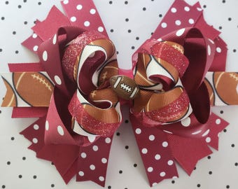 Maroon Football Hair Bow