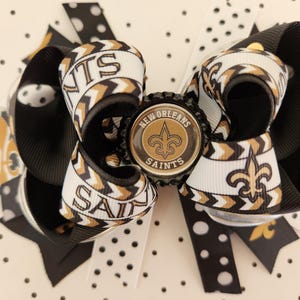 New Orleans Hair Bow: Black and Gold Fleur de Lis