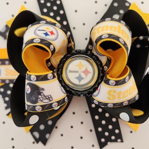 Steelers Hair Bow, Football Hair Bow, Black/Gold Hair Bow