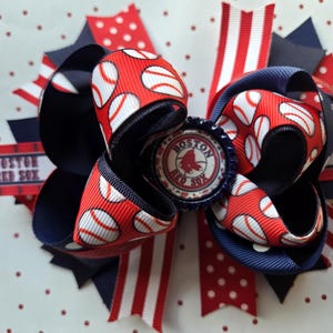 Red Sox Baseball Hair Bow