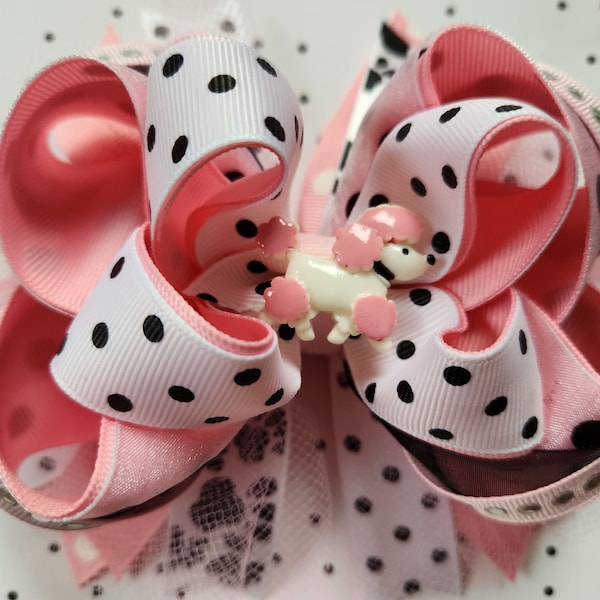 Poodle Hair Bow, Pink Hair Bow