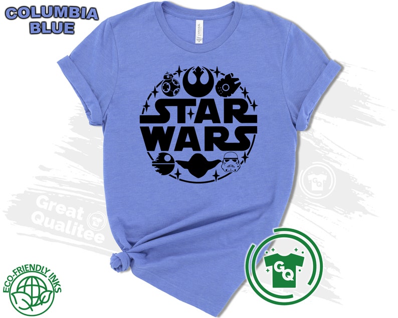 Star Wars Shirt, Disney Star Wars Family Shirts, Star Wars Matching Shirts for Men Women and Kids Columbia Blue