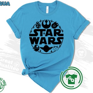 Star Wars Shirt, Disney Star Wars Family Shirts, Star Wars Matching Shirts for Men Women and Kids Aqua