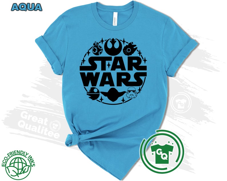 Star Wars Shirt, Disney Star Wars Family Shirts, Star Wars Matching Shirts for Men Women and Kids Aqua