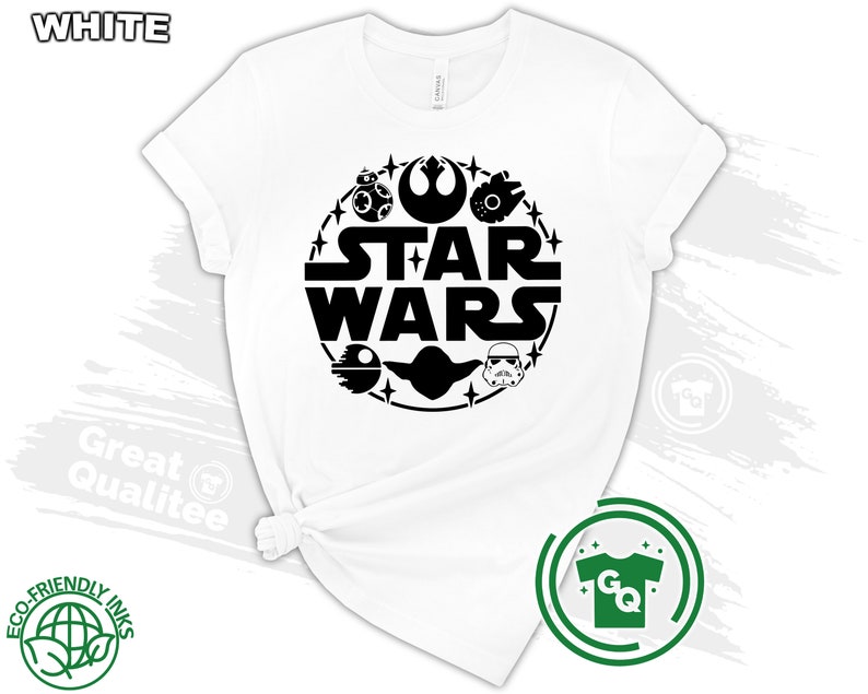 Star Wars Shirt, Disney Star Wars Family Shirts, Star Wars Matching Shirts for Men Women and Kids White