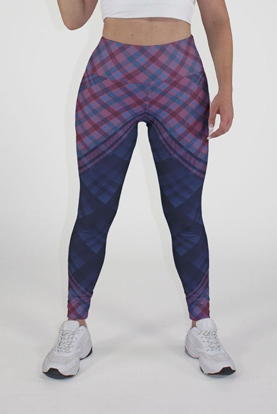 LEGGINGS Navy Tartan Activewear 