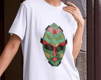 African Mask Graphic T-shirt, Unique African Art Clothing, Gift for Him or Her