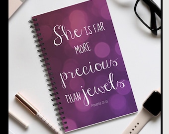 Christian Women's Journal Proverbs 31 Inspirational Notebook, Faith Planner Gift For Her, Bible Verse Diary