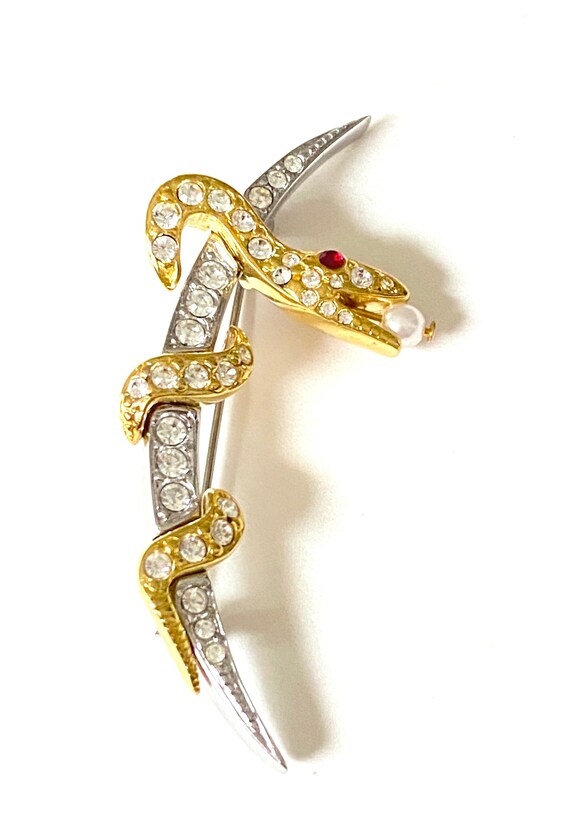 Vintage Snake and Crescent Moon Brooch | Joan Rive