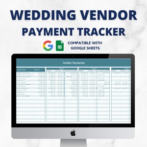 Wedding Vendor Payment Tracker, Wedding Spreadsheets, Wedding Planning Template, Google Sheets, Wedding Tracker, Vendor Deposit Schedule