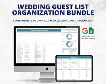 Wedding Guest List Planner, Wedding Spreadsheets, Wedding Planning Template, Google Sheets, RSVP Tracker, Table Arrangements, Seating Chart