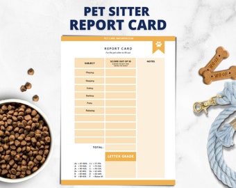 Pet Sitter Report Card, Dog Report Card, Pet Sitter Information, Dog Sitter, Editable, Fillable, Printable, Instant Download, Pet Care