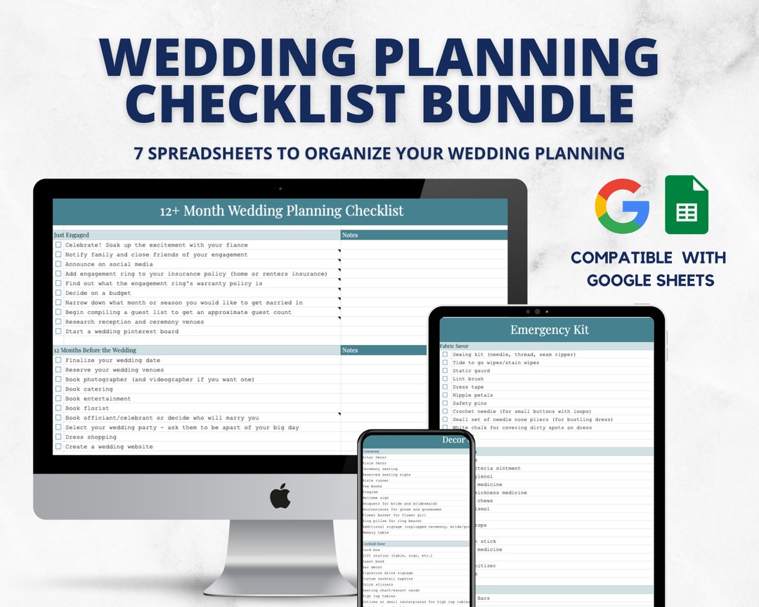Digital Wedding Checklist, Wedding Spreadsheets, Wedding Planning Template, Google Sheets, Decor