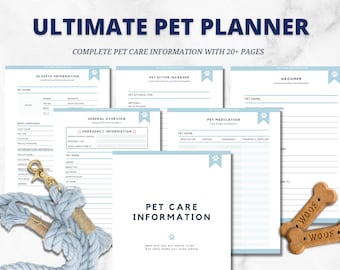 Pet Planner Printable, Pet binder, Home Management Binder, Dog Planner, Pet Supplies, Gifts for Pet Owners, Gifts for Dog Moms