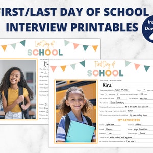First Day of School Printable, Questionnaire, Interview, Worksheet, First Day Last Day, Back to School, All about me, Landscape Orientation
