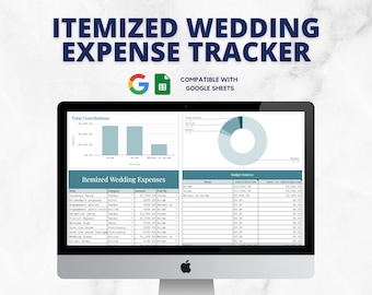 Itemized Wedding Expense Tracker, Wedding Spreadsheets, Wedding Planning Template, Google Sheets, Wedding Tracker, Budget Vs. Actual