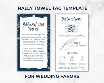 Wedding Rally Towel Tag Template, Rally Towel Illustration, Spirit Towel, Fan Towel, Sports Towel, Wedding Favor, Sports Wedding, Towel Tag
