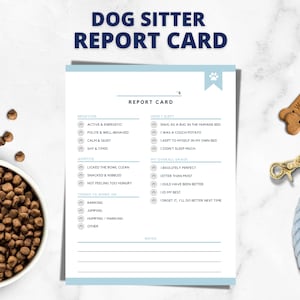Tarjeta de informe de cuidador de mascotas, Tarjeta de informe de perros, Información de cuidador de mascotas, Cuidador de perros, Editable, Rellenable, Imprimible, Descarga instantánea, Cuidado de mascotas
