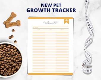 Puppy Growth Chart, New Pet, Puppy Weight Tracker, Growth Tracker, Printable, Fillable, Editable, Pet Care, Pet Supplies, Dog Mom