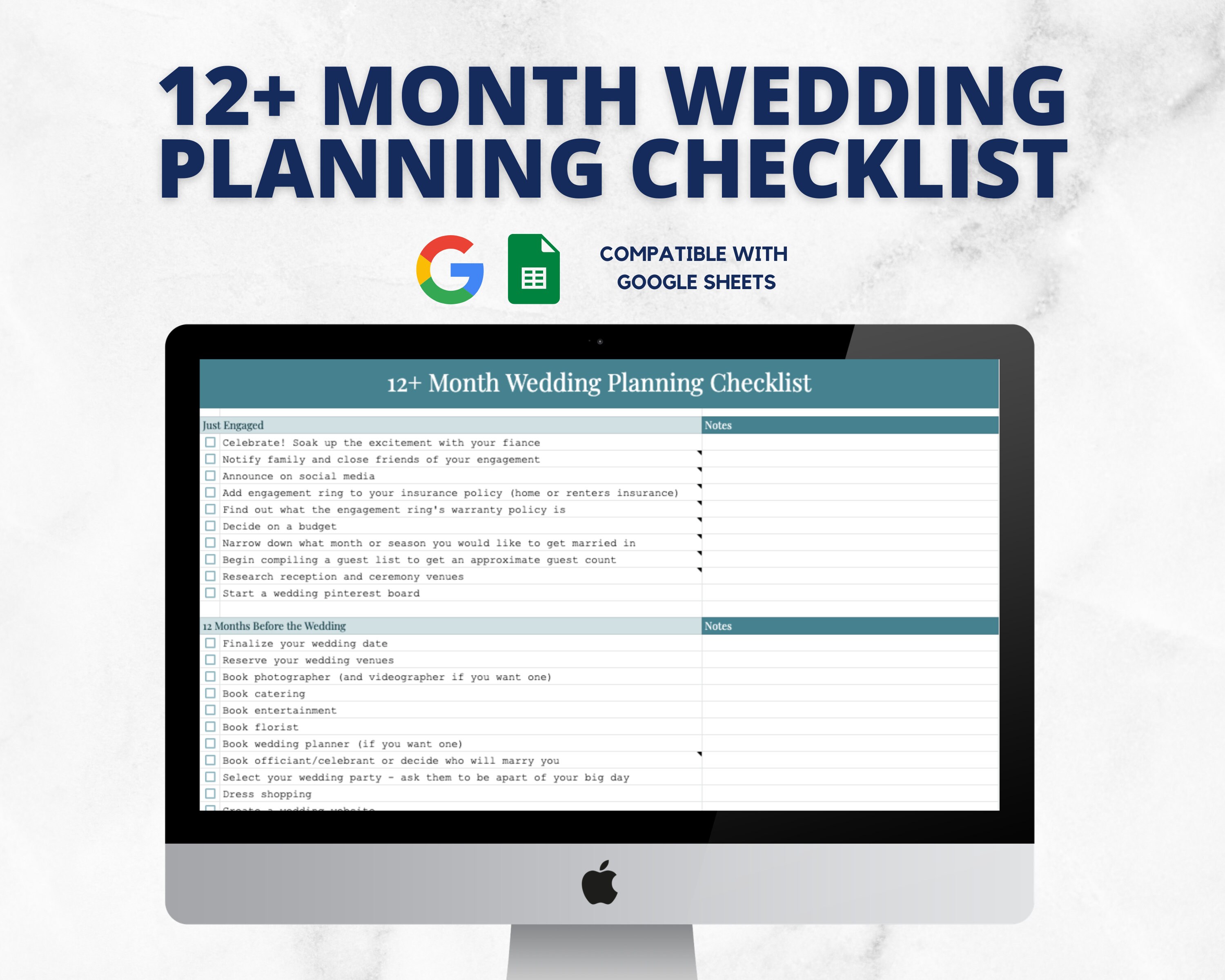 Wedding Planning Checklist, Wedding Spreadsheets, Wedding Planning Template, Google Sheets, Wedding Tracker, Printable, Digital