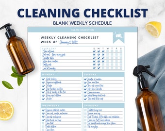 Cleaning Schedule Editable, Weekly Checklist, Zone cleaning, Home Maintenance Binder, Printable, Routine, Tracker, Chore Chart, Editable