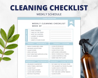 Cleaning Schedule, Weekly, Cleaning Checklist, Zone cleaning, Home Maintenance Binder, Printable, Routine, Tracker, Planner, Chore Chart