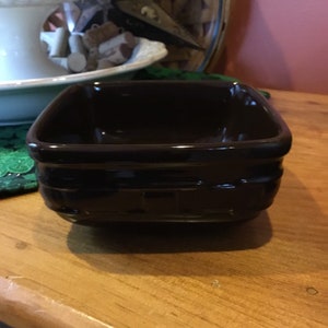 Longaberger Woven Traditions Pottery Soft Square Small Bowl ~ Chocolate Brown