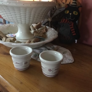 Longaberger Woven Traditions Pottery Votive Candle Holders Cups ~ Traditional Red