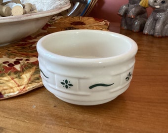 Longaberger Woven Traditions Pottery Custard Cup Bowl ~ Heritage Green