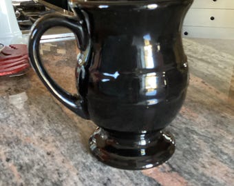Longaberger Woven Traditions Pottery Latte Footed Coffee Tea Mug Cup ~ Ebony Black