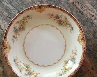 Kongo Fine Bone China 7 1/2” Pasta Soup Bowl STS Japan Dudley Gold Floral