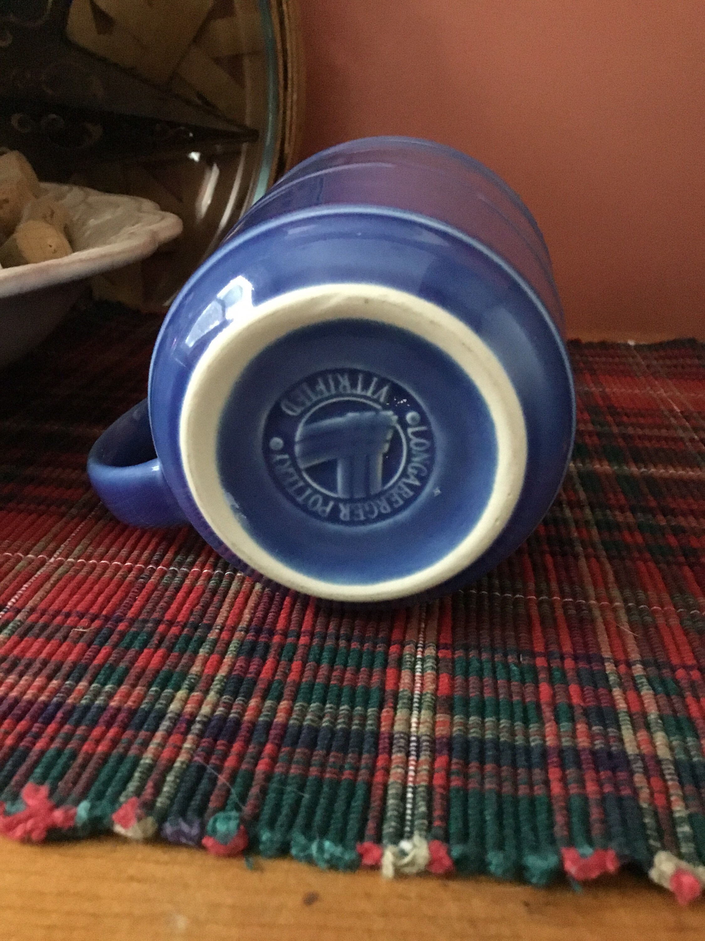 Longaberger Pottery Woven Traditions Coffee Mugs Cornflower Etsy