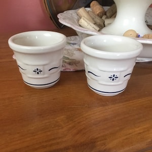 Longaberger Woven Traditions Pottery Votive Candle Holders Cups ~ Classic Blue
