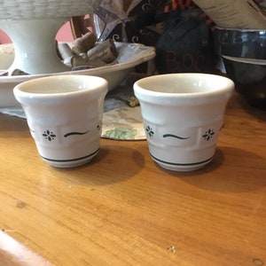 Set of 2 Longaberger Woven Traditions Pottery Votive Candle Holders Cups ~ Heritage Green