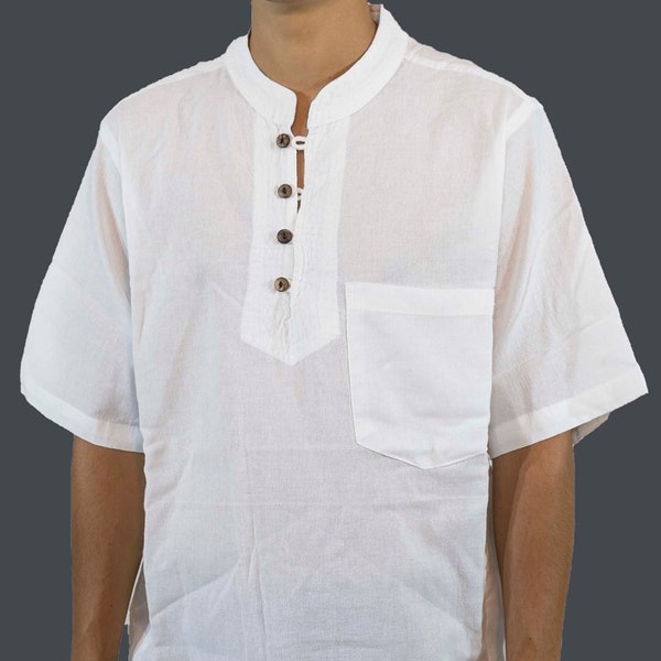 Chemise en coton naturel blanc pour homme