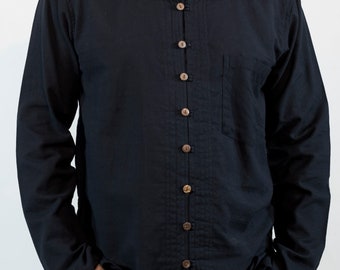 Black natural cotton shirt for men