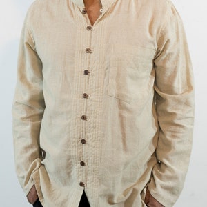Ecru natural cotton shirt for men