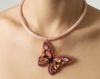 Perlen Schmetterling Halskette: Kristall Schmuck