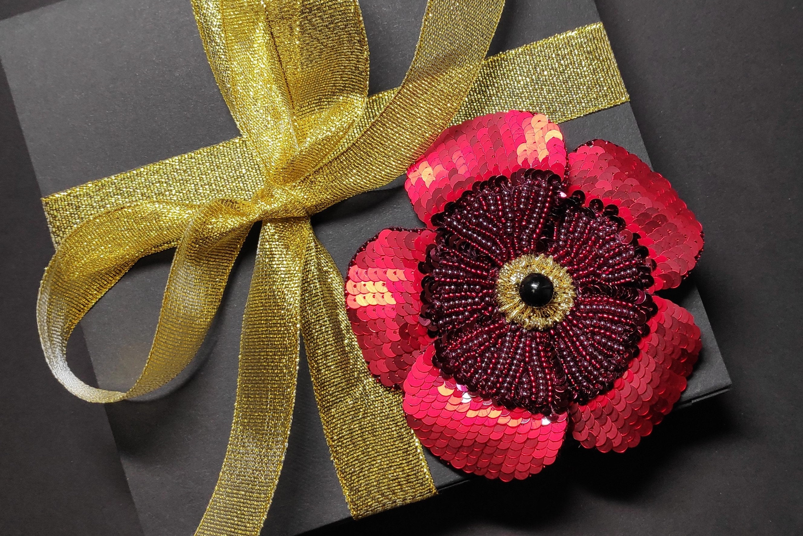 Crystal Enamel Pin Brooch Broach Christmas Decor Props Poppies