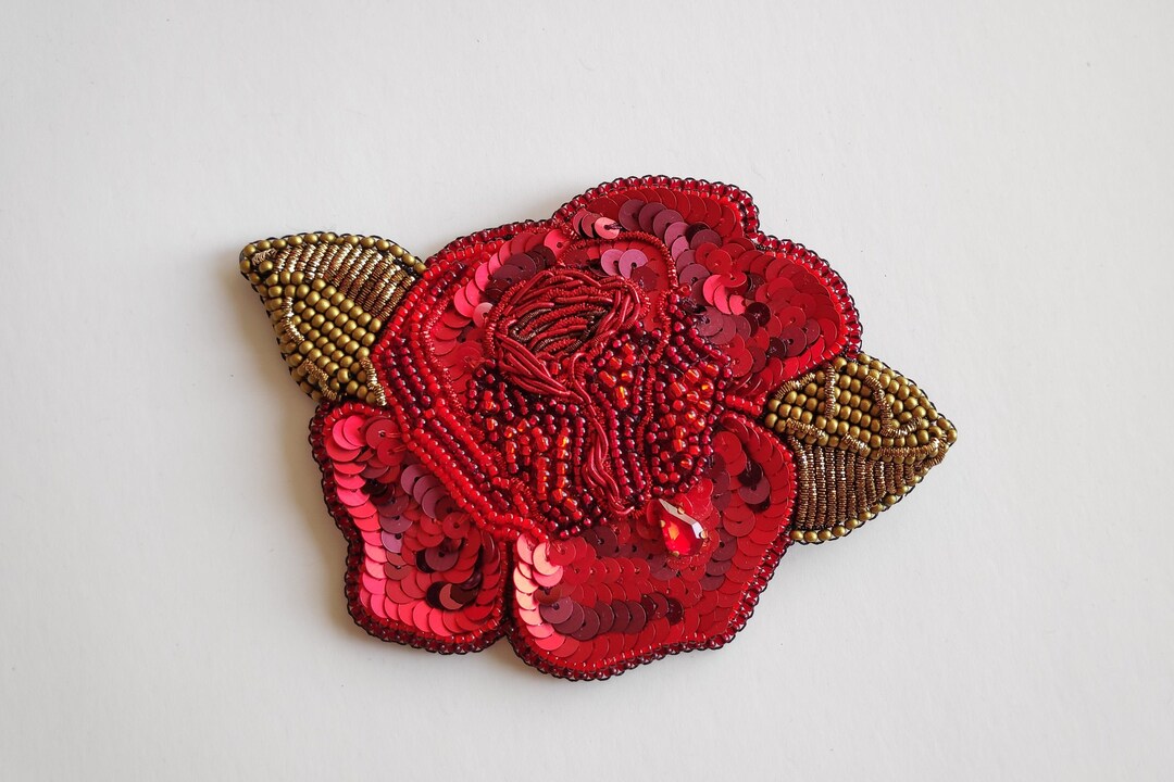 June Birth Flower Jewelry Ruby Red Rose Brooch Pin Exquisite Etsy