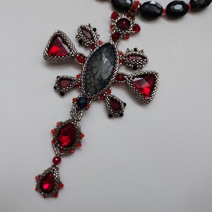Dragon Veins Agate Pendant Gothic Cross Necklace Red Crystal Stone Jewelry Silver Setting Alternative Fashion Dark Aesthetic Accessory Statement Piece Collection Unique Gothic Design Natural Gemstone Pattern Edgy Style Essential Perfect