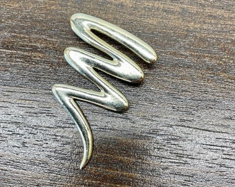 Vintage 1980s Gold Tone Zig Zag Brooch