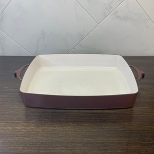 Vintage Brown Dansk Kobenstyle 13&quot; Casserole Dish, French Enamelware Casserole Dish, 1960s Enamel Baking Dish