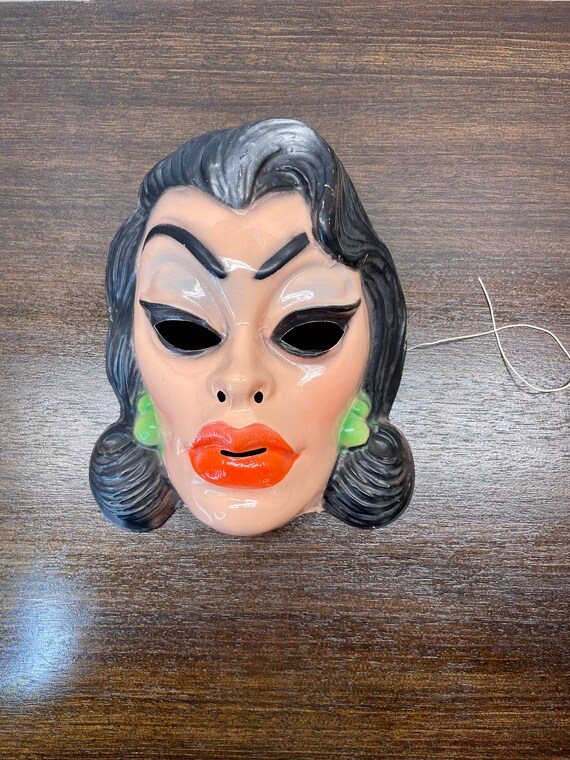 Vintage 80s Halloween Mask, Natasha Mask, Woman Mask Gem