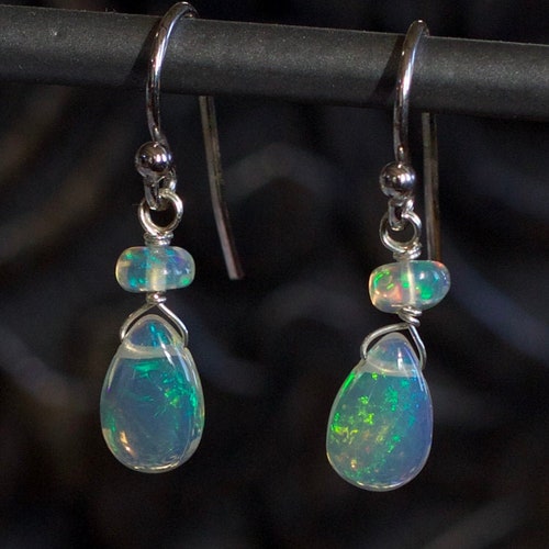 925 Sterling Silver Unique Natural Ethiopian Opal Earring - Etsy