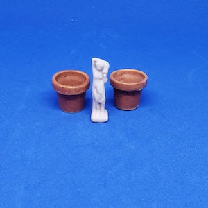 Dollhouse Miniature 1/12 Scale Clay Pots and Garden Statue