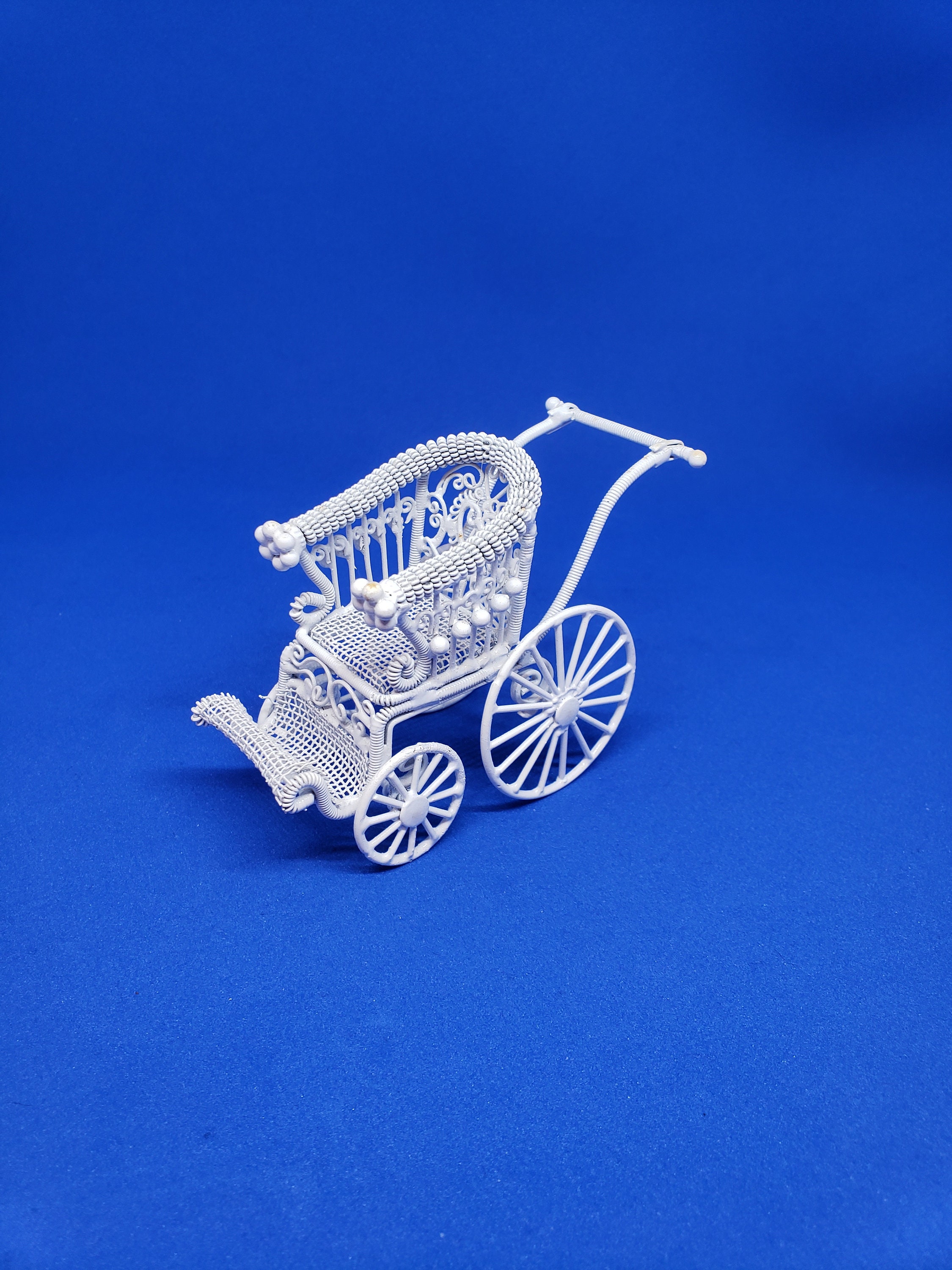 Dollhouse Miniature 1/12 Scale Baby Buggy White Wire Etsy