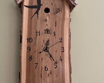Decorative Hardwood Wall Clock with bird! Free shipping!